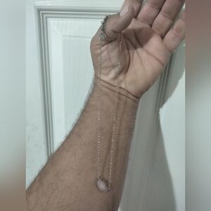 Kendra Scott Silver Necklace with Pale Pink Pendant